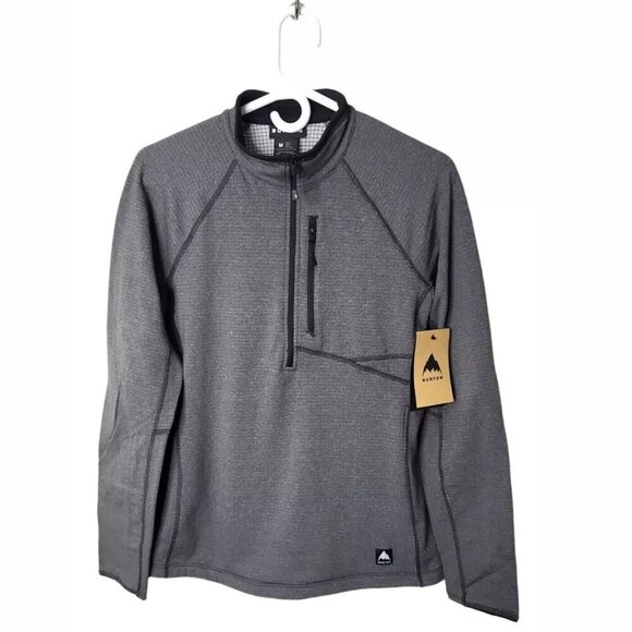 Burton Women's Stockrun Grid Half-Zip Fleece Top Size M True Black NWT - Picture 1 of 11